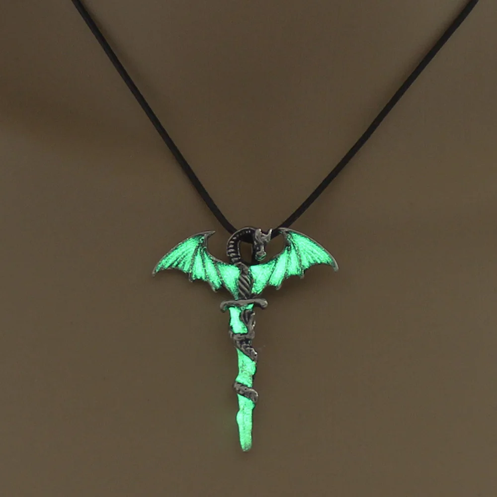 Luminous Glow-in-the-Dark Vintage Dragon Sword Pendant Necklace for Men Women – Fluorescent Ancient Warrior Fantasy Steampunk Halloween Antique Glowing Jewelry Unique Gift - Image 8