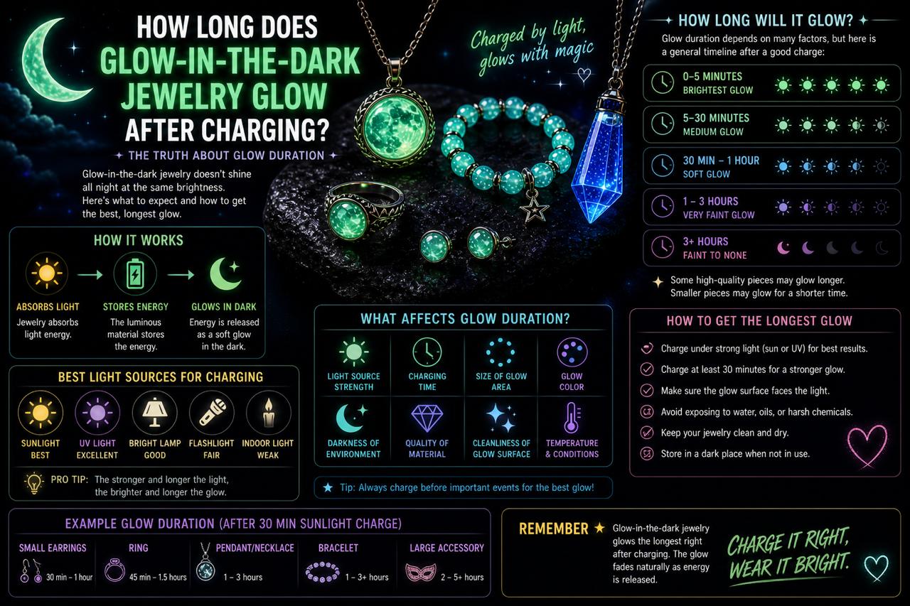 How Long Does Glow-in-the-Dark Jewelry Glow After Charging?