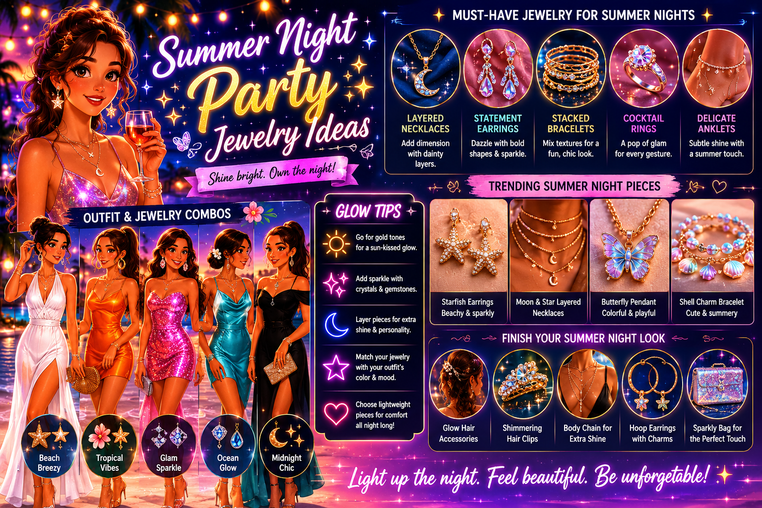 Summer Night Party Jewelry Ideas: Glow Accessories for Warm Evenings, Dancing and Magical After-Dark Looks