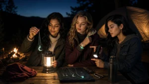 camping accessories: Camping Accessories in the Dark: What Glow Jewelry Really Looks Like