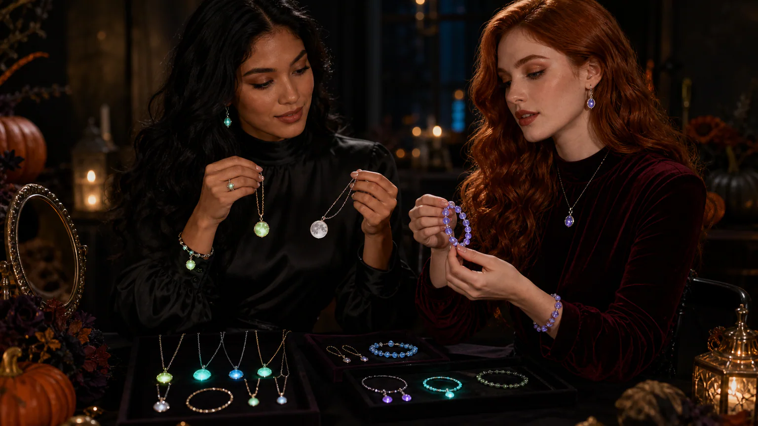 celebration jewelry glow colors for Halloween night