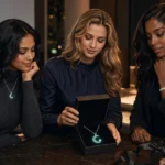 Unique jewelry gift for women with luminous pendant in an elegant gift box