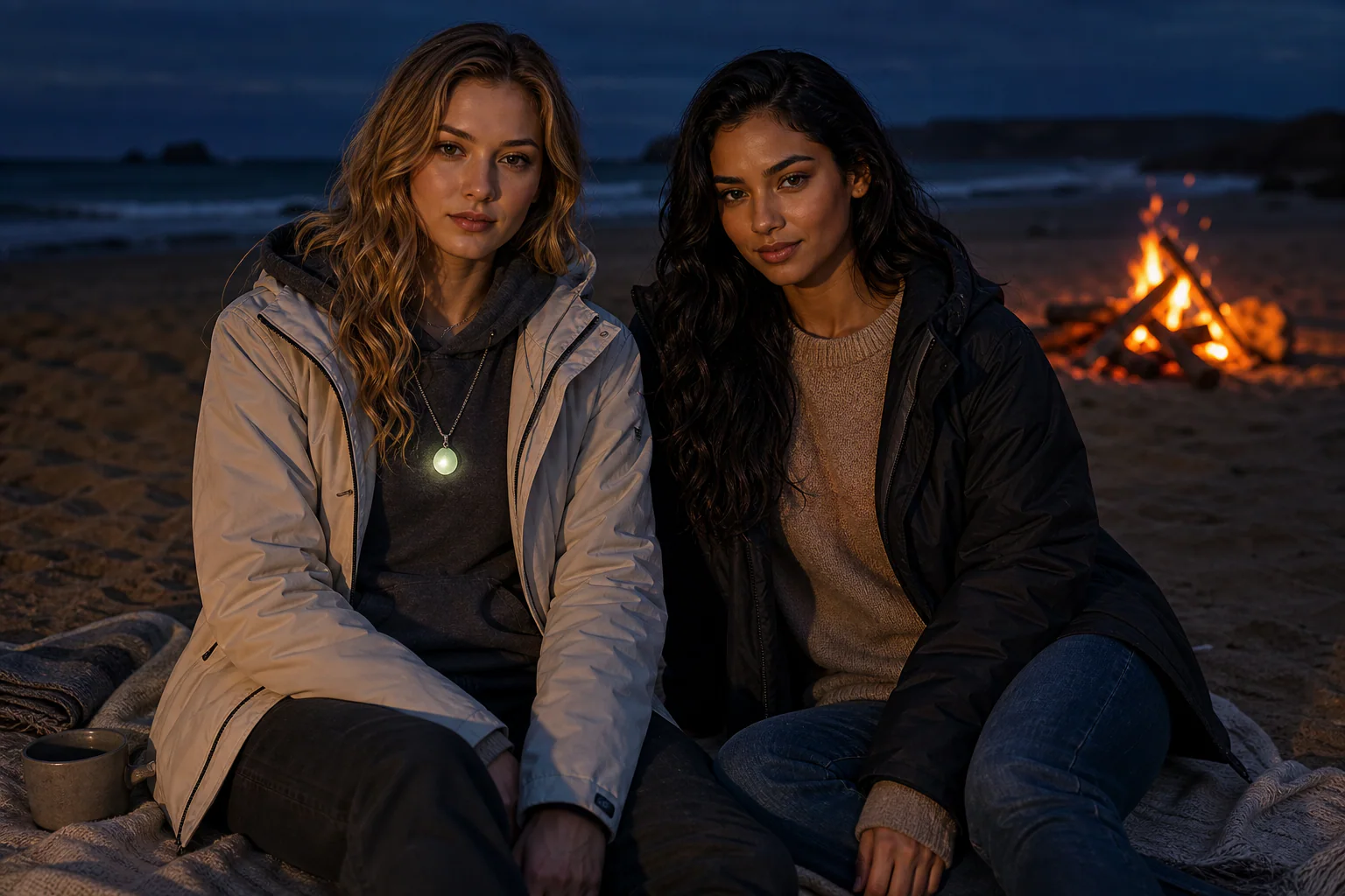 glow accessories outdoors showing realistic beach bonfire light