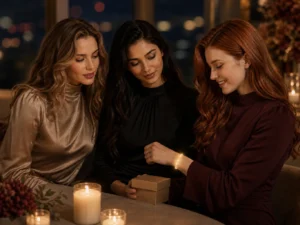 glow holiday accessories styled as birthday dinner jewelry gifts