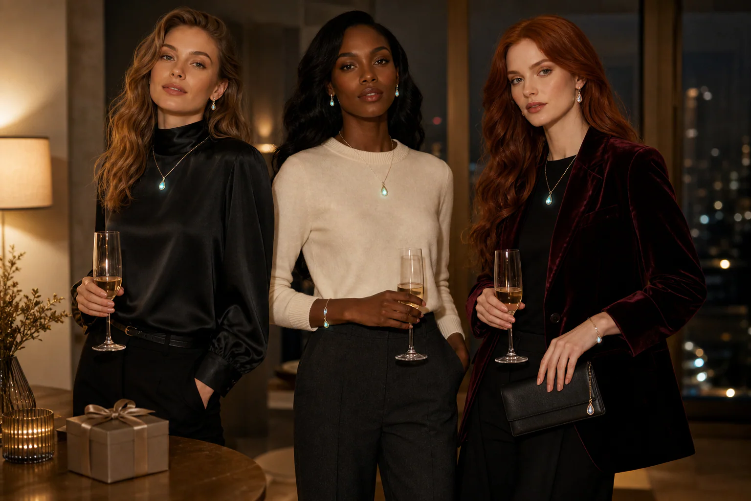 glow holiday accessories styled elegantly for New Year photos