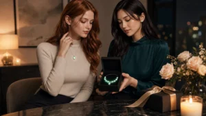 Glow-in-the-dark jewelry gift in a black gift box for a woman with unique style