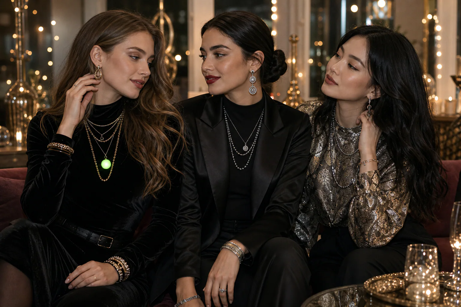 glow holiday accessories: The Maximalist Guide to Wearing Holiday Glow Jewelry In New Year Photos