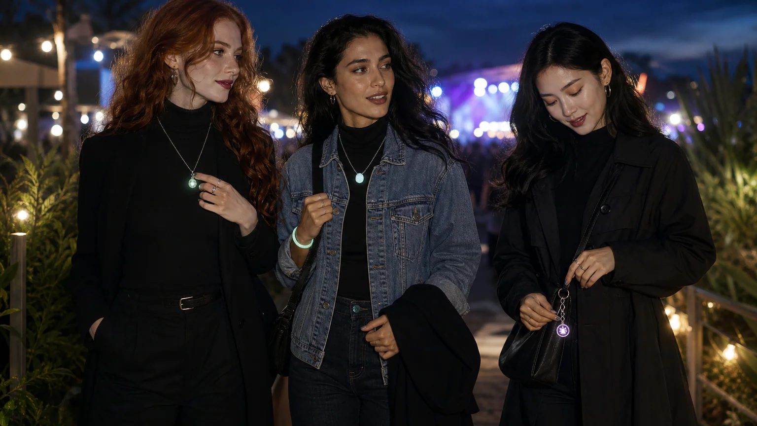 music festival jewelry styled with classic jewelry after sunset