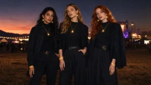 night festival style with realistic glow festival accessories