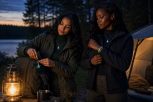 night outdoor jewelry styled for camping trips before dark