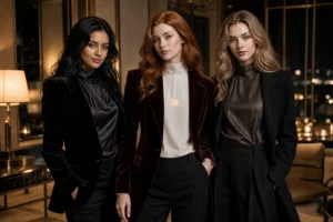 holiday jewelry styled as quiet luxury accessories for New Year photos