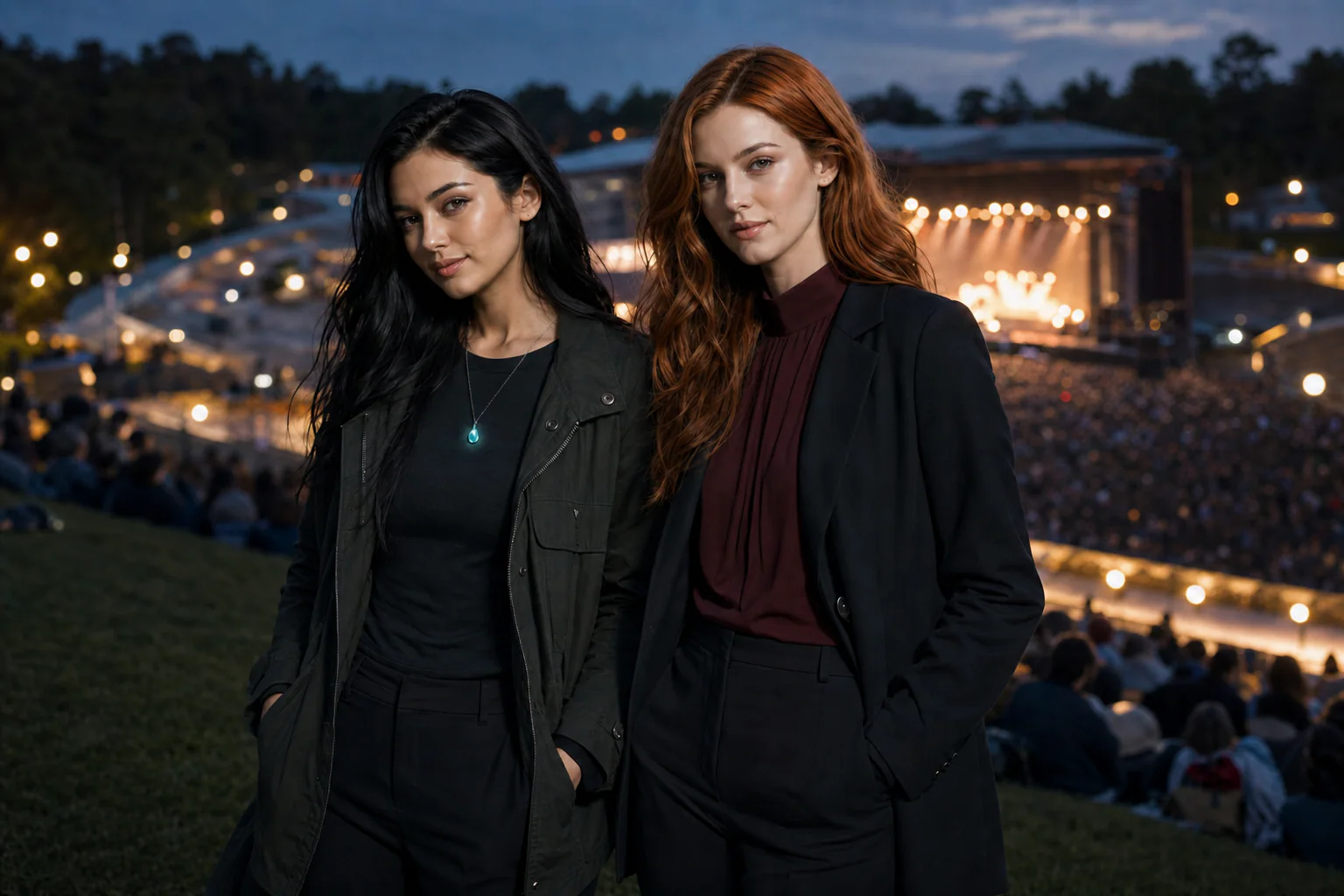 statement jewelry for concerts styled with luminous necklace