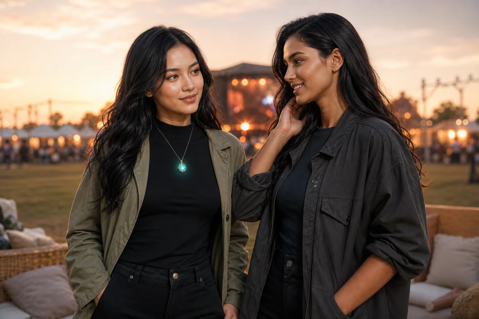 music festival jewelry styled as a compliment magnet